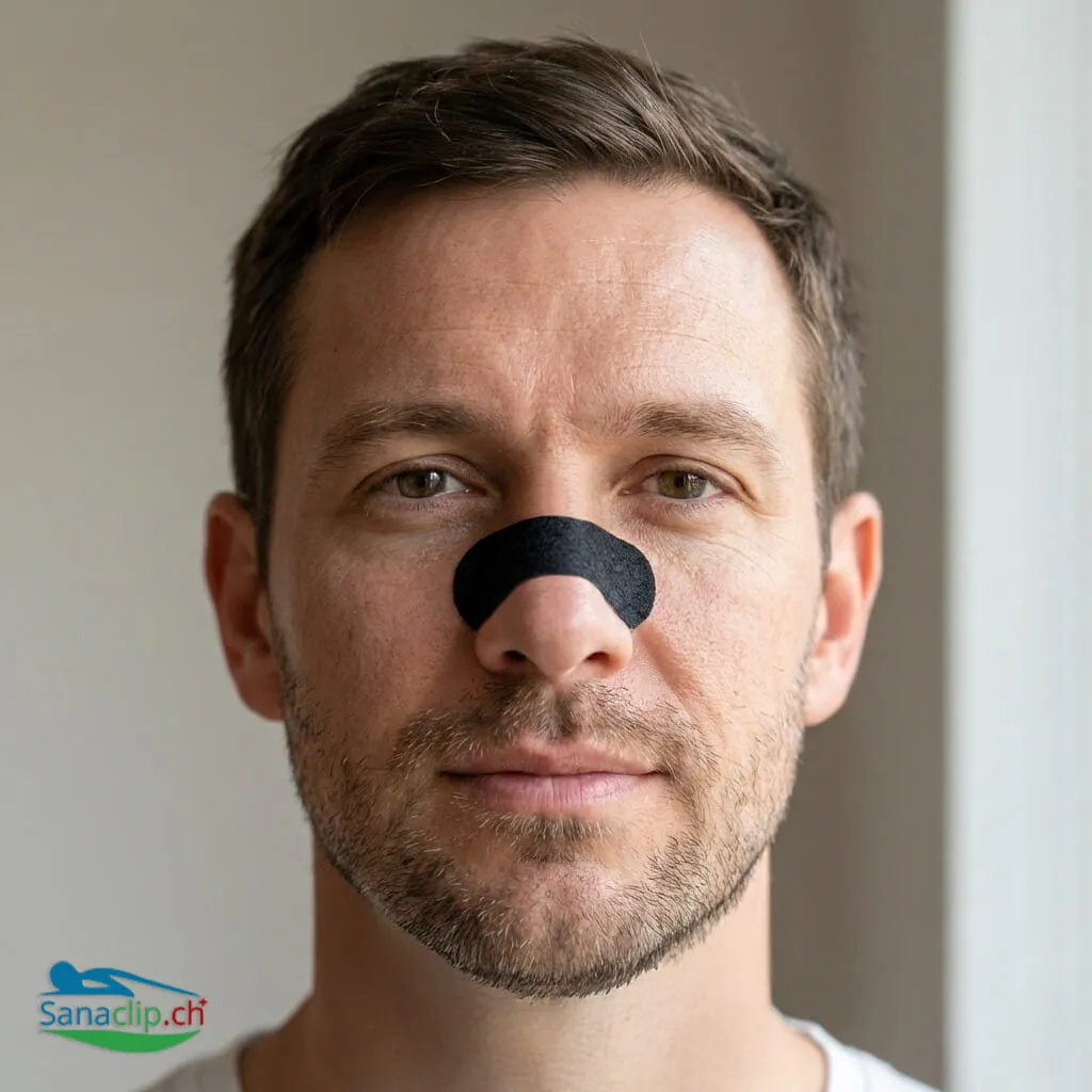 Mann mit Nasenpflaster
